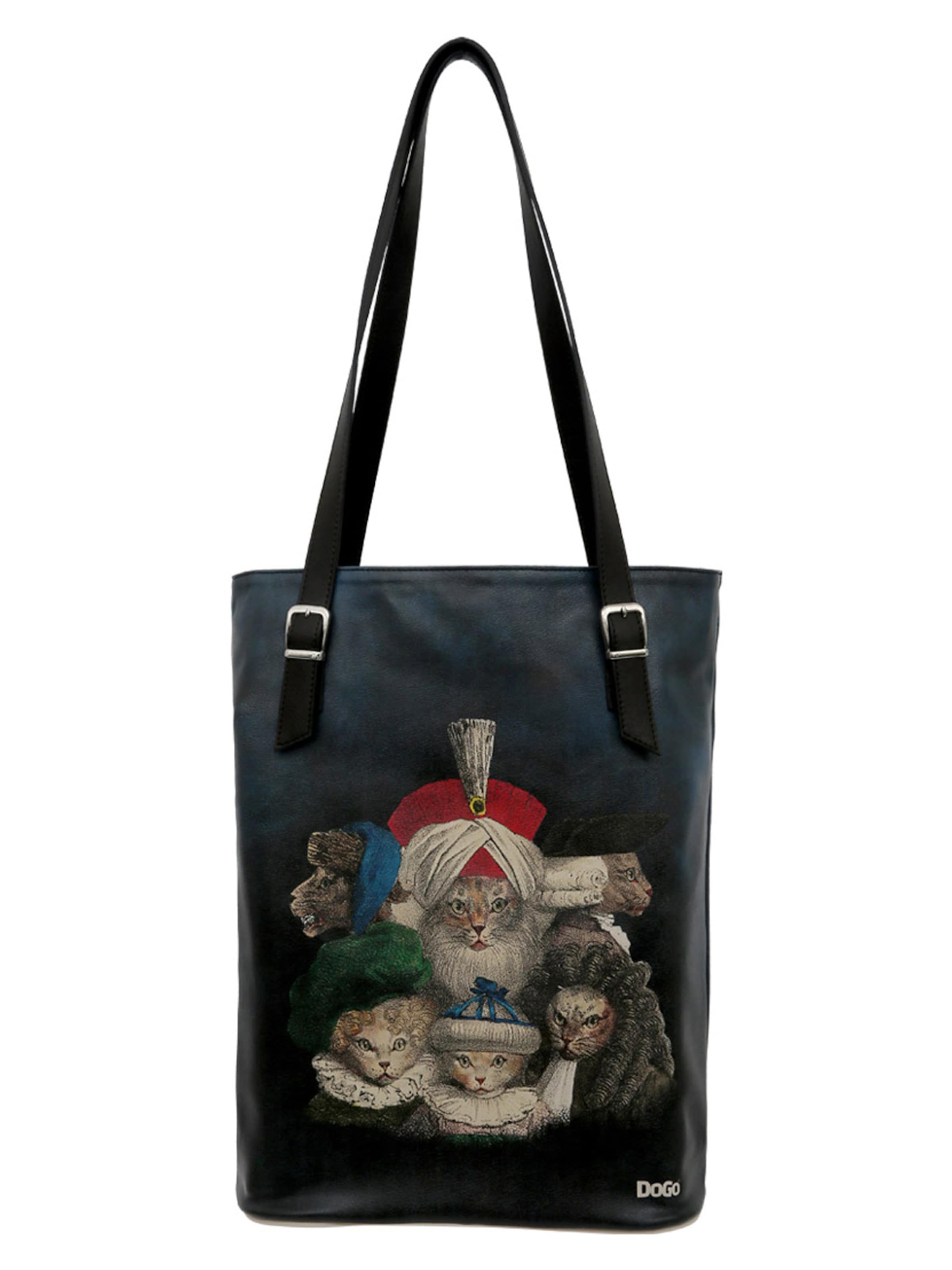 DOGO Shopper 'DOGO Umhängetasche Tall Bag - Royal Cats'‌‌‌‌‌‌‌ in Schwarz: Vorderseite