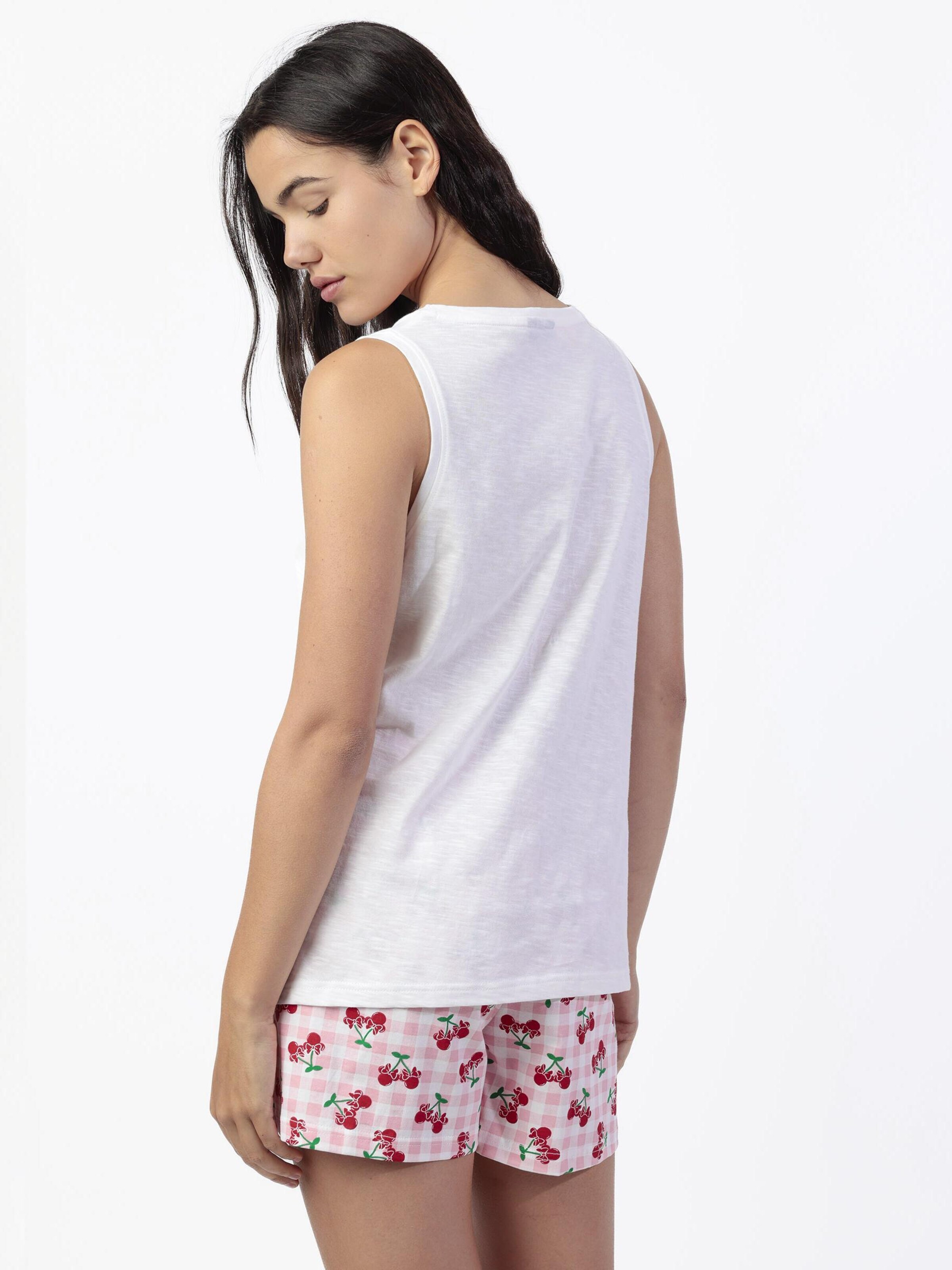 DISNEY - Pijama 'DISNEY Pijama Sin mangas Minnie Cherry para Mujer' en blanco