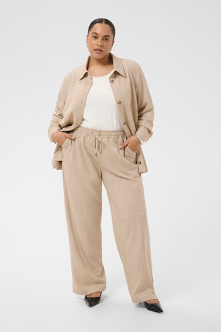 KAFFE CURVE - Pierna ancha Pantalón en beige: frente