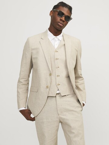 Coupe slim Veste de costume 'Riviera' JACK & JONES en beige : devant