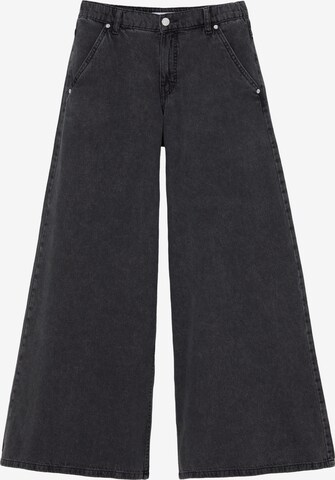 Wide leg Jeans de la Pull&Bear pe negru: față