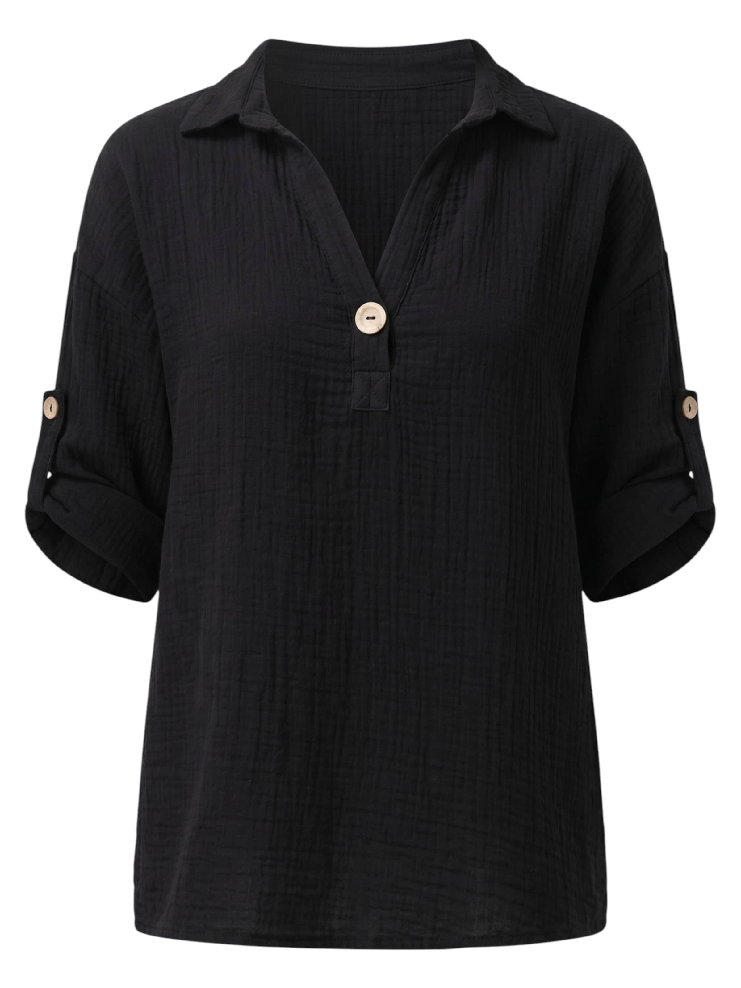 WENOR - Blusa 'LINARA' en negro: frente