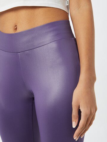 Urban Classics Skinny Leggings 'Ladies Imitation Leather Leggings' in Purple