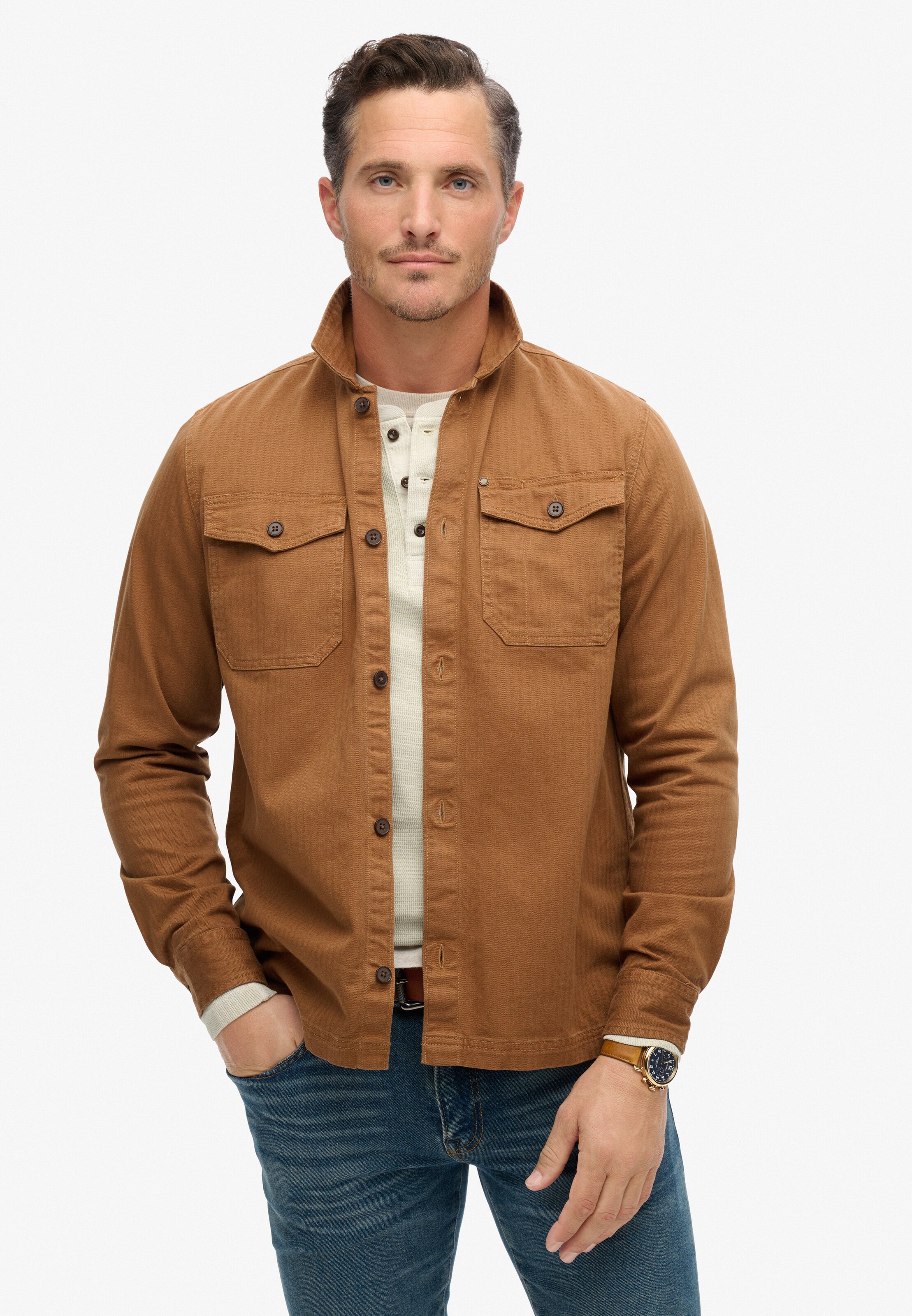 Veste mi-saison Superdry en marron : devant