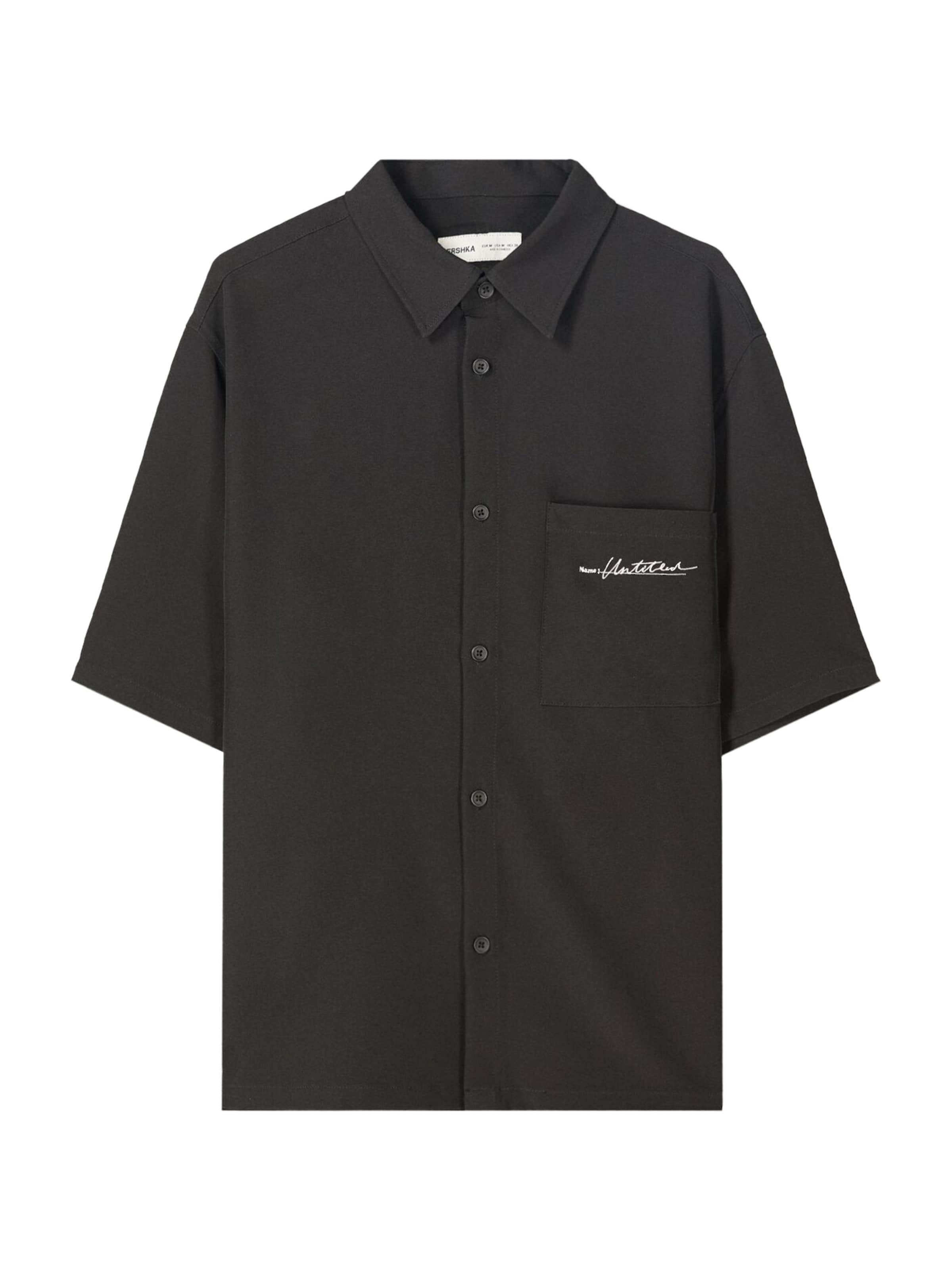 Bershka Риза в черно / мръсно бяло, Преглед на продукта