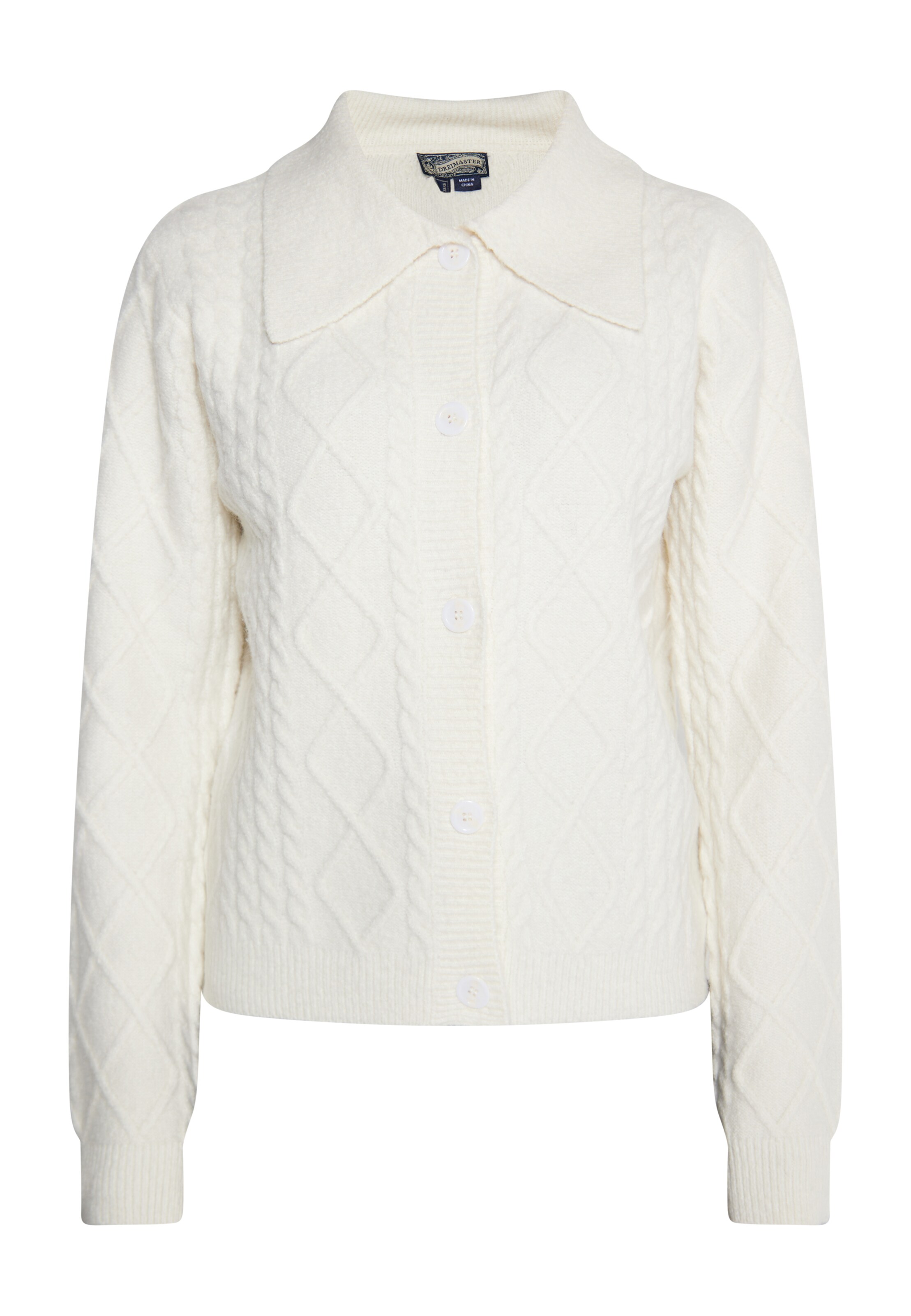 Geacă tricotată 'Incus' de la DreiMaster Vintage pe alb: față