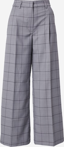 Monki Wide leg Pleat-front trousers in Grey: front