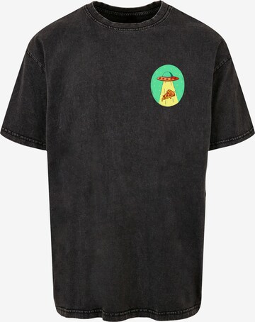 Mister Tee Shirt 'Ufo Pizza' in Black: front