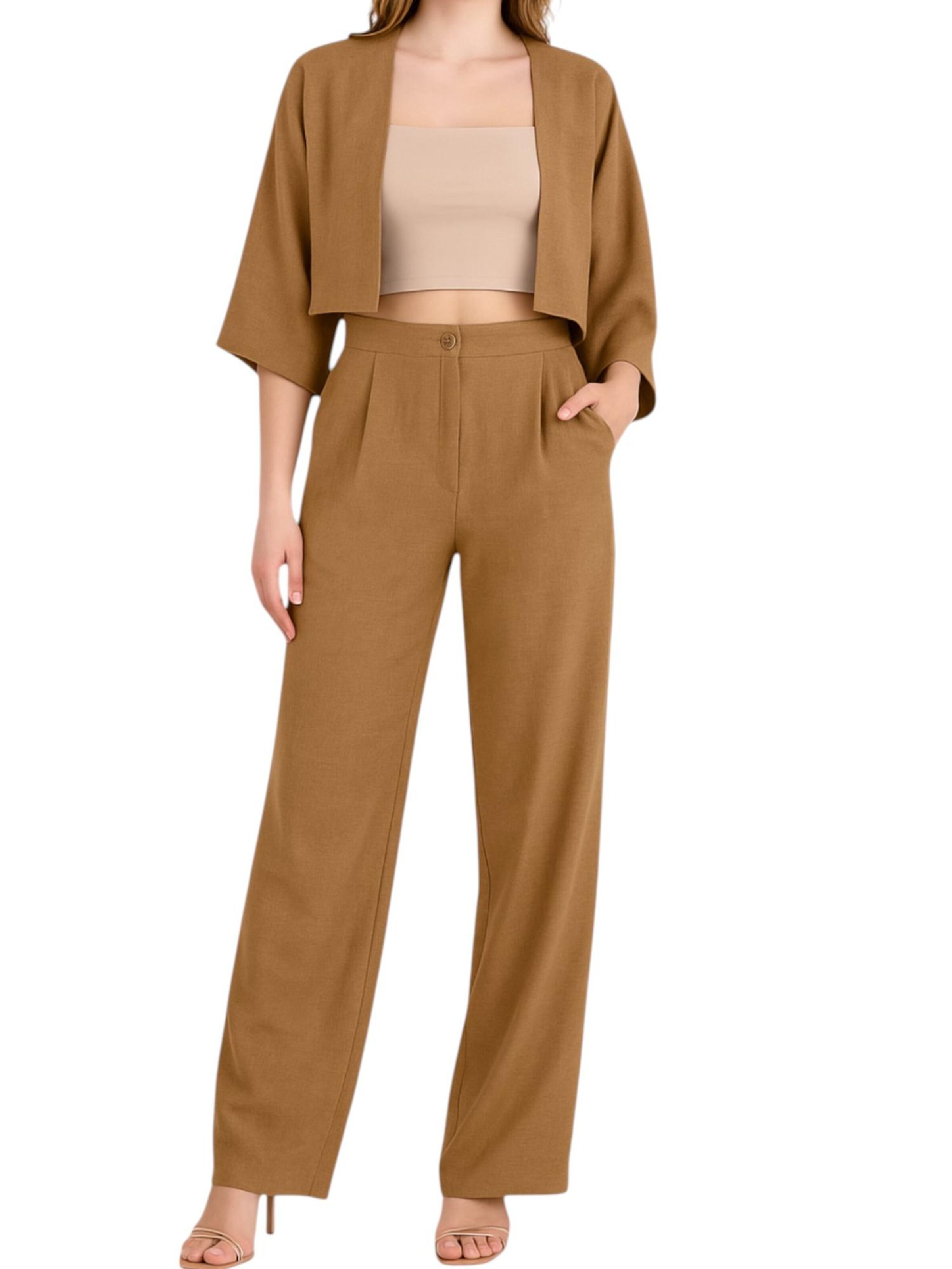 fashionshowcase Wide leg Broek 'LIRIN' in Bruin