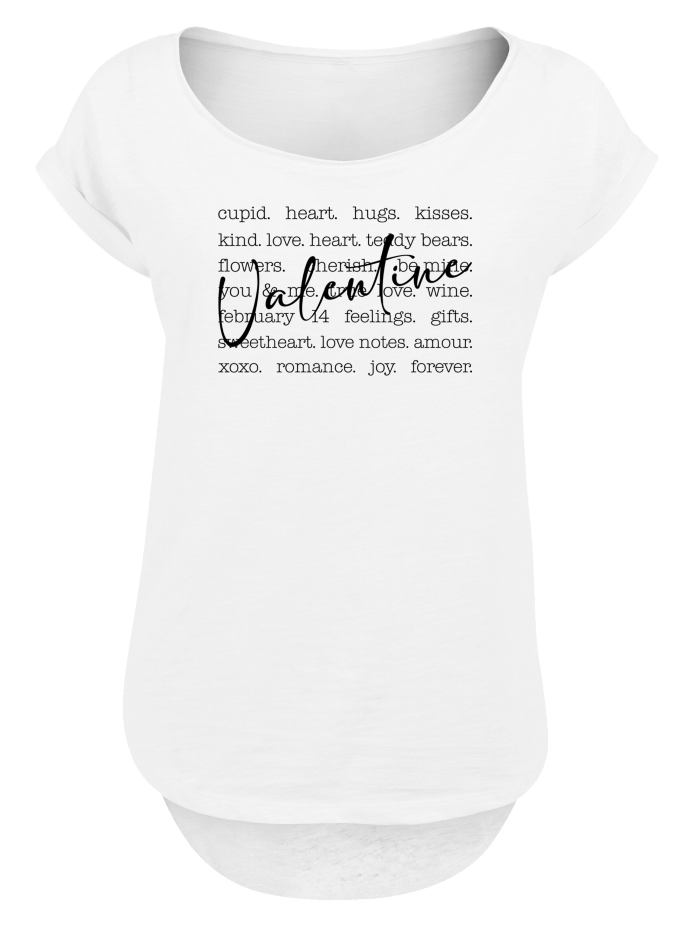 T-shirt 'Valentine Herz Hugs Kisses Love Flowers Joy' F4NT4STIC en blanc : devant