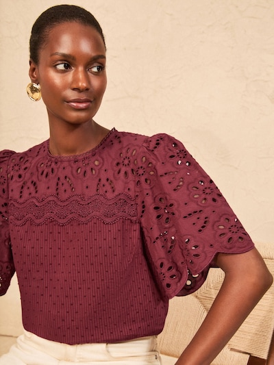 love & roses Blouse in XS in Burgundy, Item view