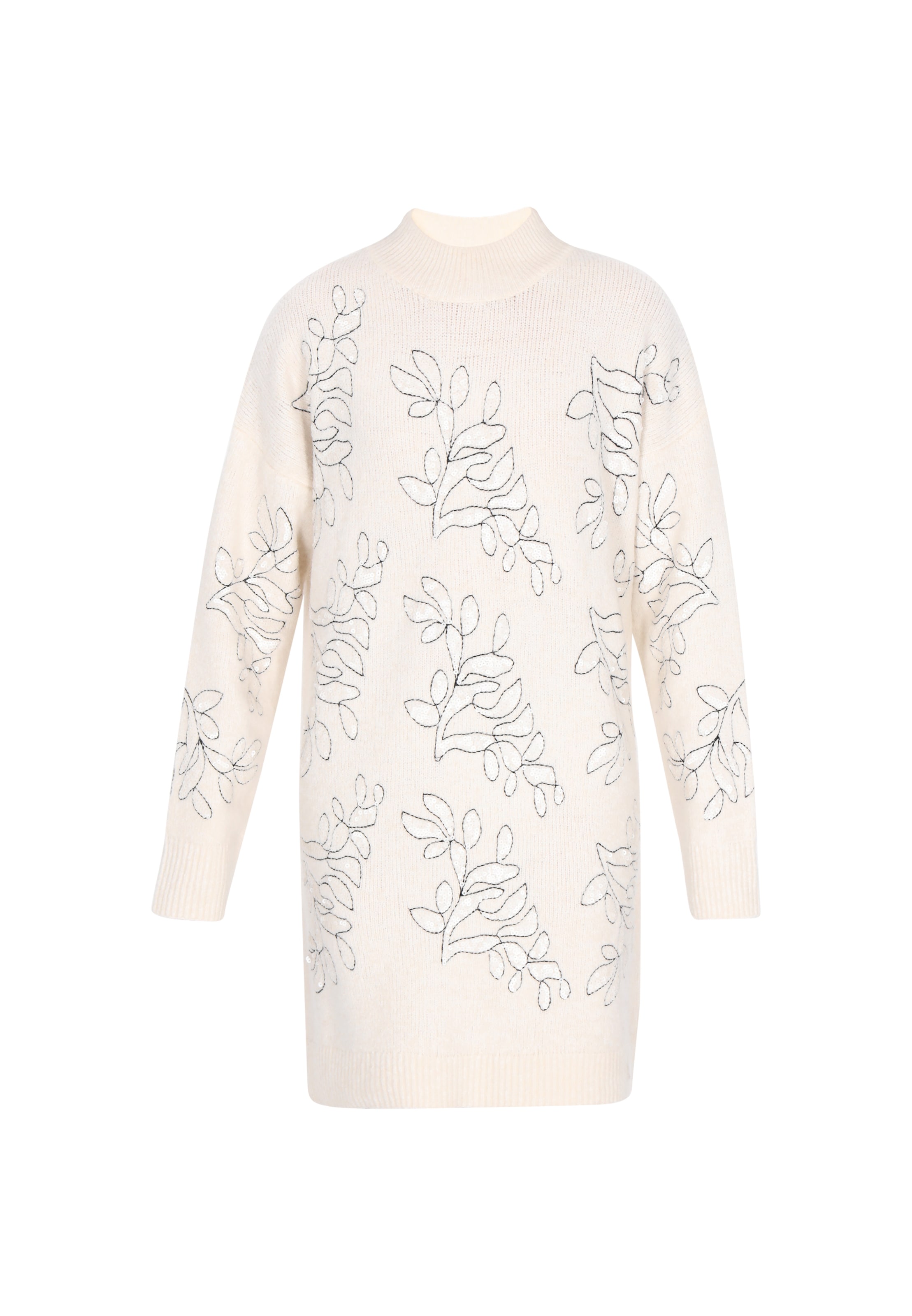 Usha Gebreide jurk in Beige: voorkant