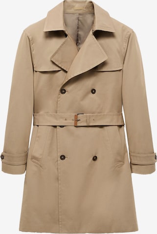 Manteau mi-saison MANGO MAN en beige : devant