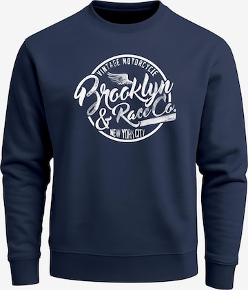 Neverless Sweatshirt 'Brooklyn Race' in Blau: Vorderseite