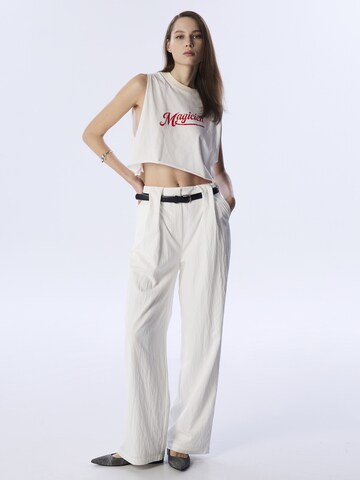 Twist Wide leg Broek in Beige: voorkant