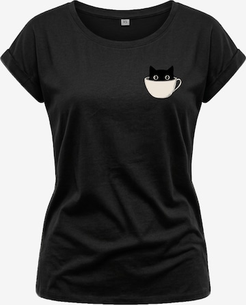 MAKAYA Shirt 'Cup Cat' in Black: front