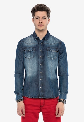 CIPO & BAXX Regular fit Overhemd 'Diego' in Blauw: voorkant