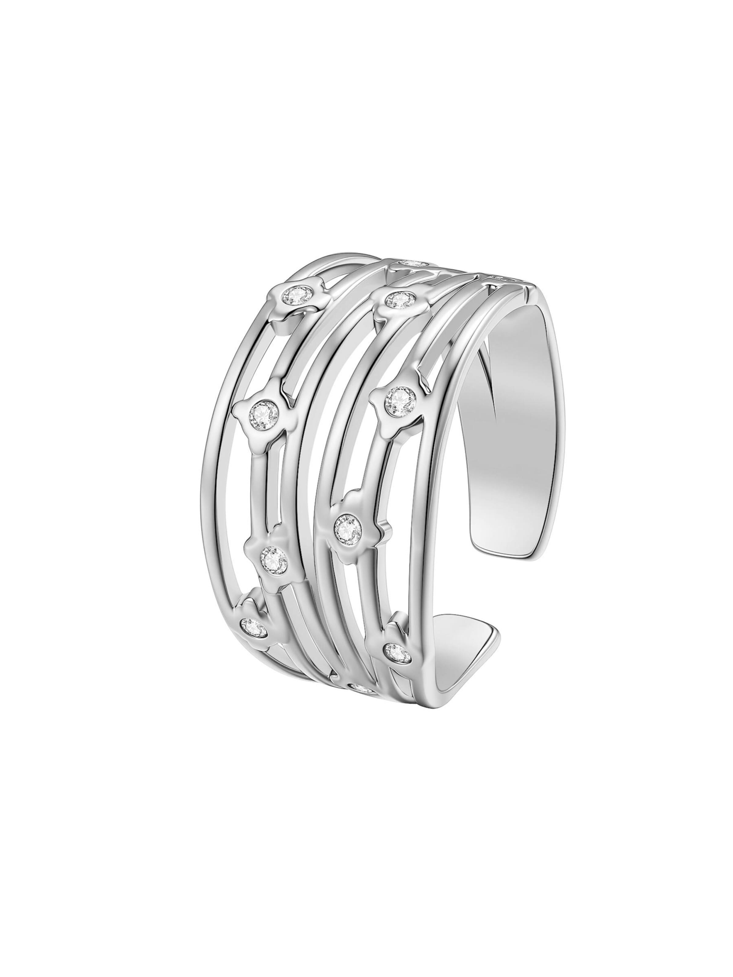 Hey Happiness Ring 'Multi Band Crystal' in Silver: front