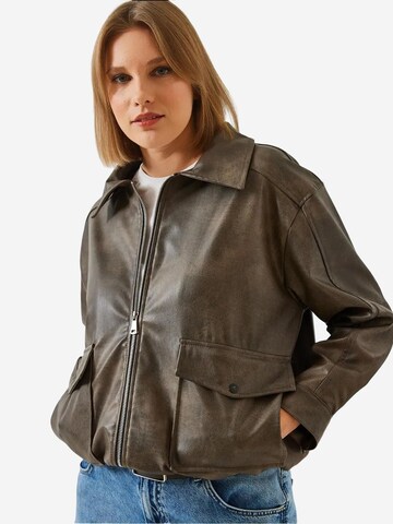 Bianco Lucci Between-Season Jacket in Brown: front