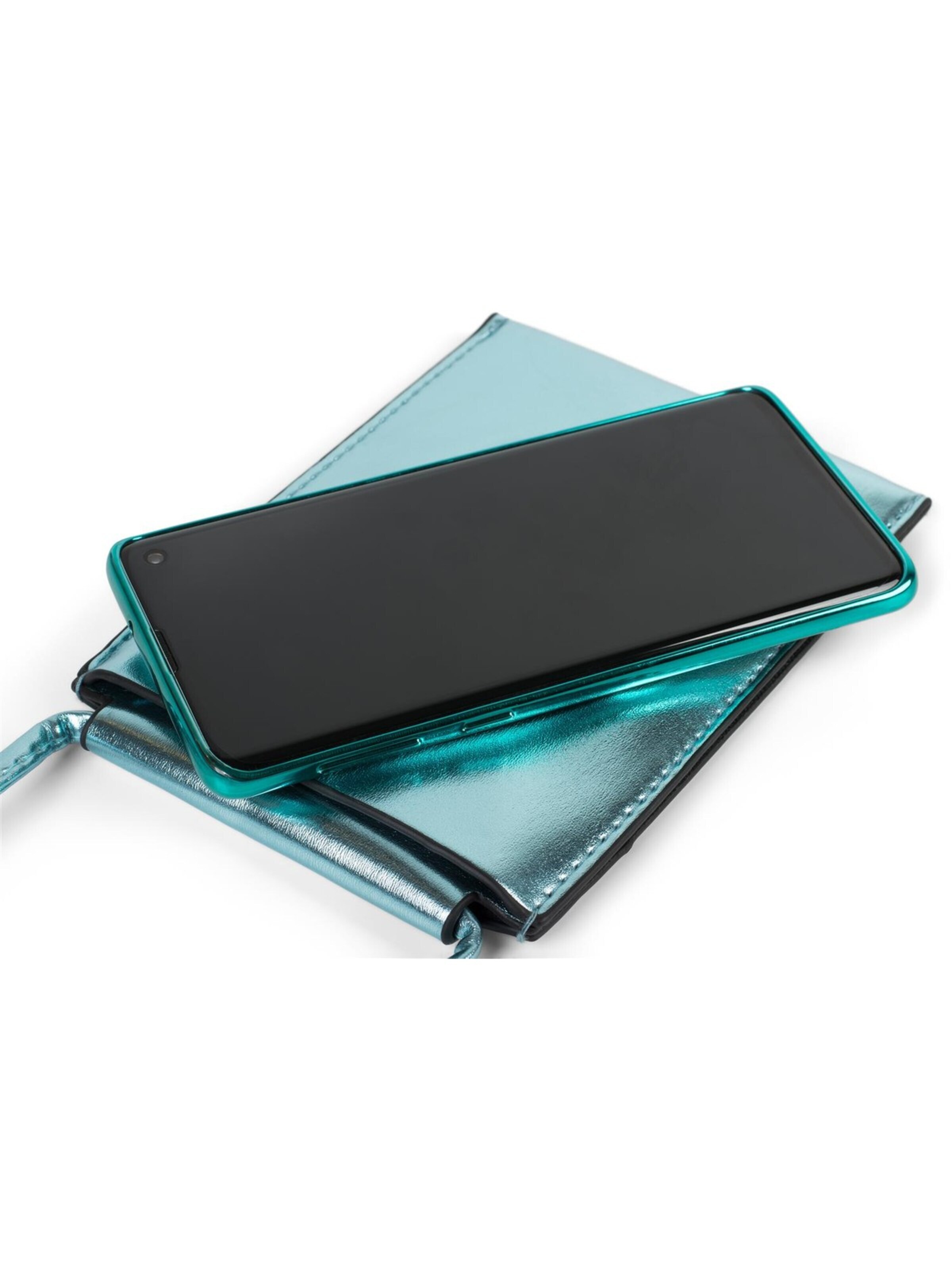 styleBREAKER Crossbody bag 'Handy Umhängetasche Metallic' in Blue