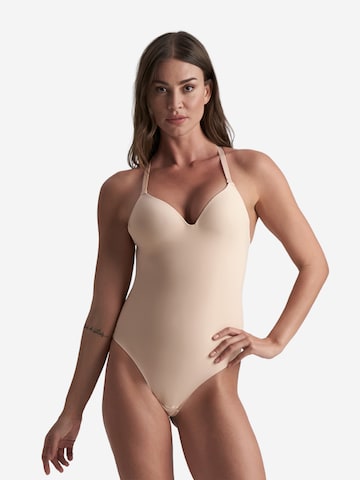 Bye Bra - Body moldeador 'Low Back Bodysuit Thong' en beige: frente