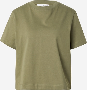 SELECTED T-Shirt 'SLFESSENTIAL' in Grün: Vorderseite