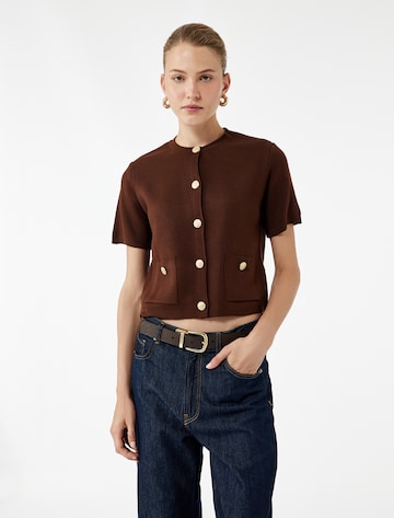 Koton Knit Cardigan in Brown: front