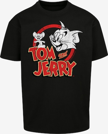 F4NT4STIC T-Shirt 'Tom And Jerry Distressed Logo' in Schwarz: Vorderseite