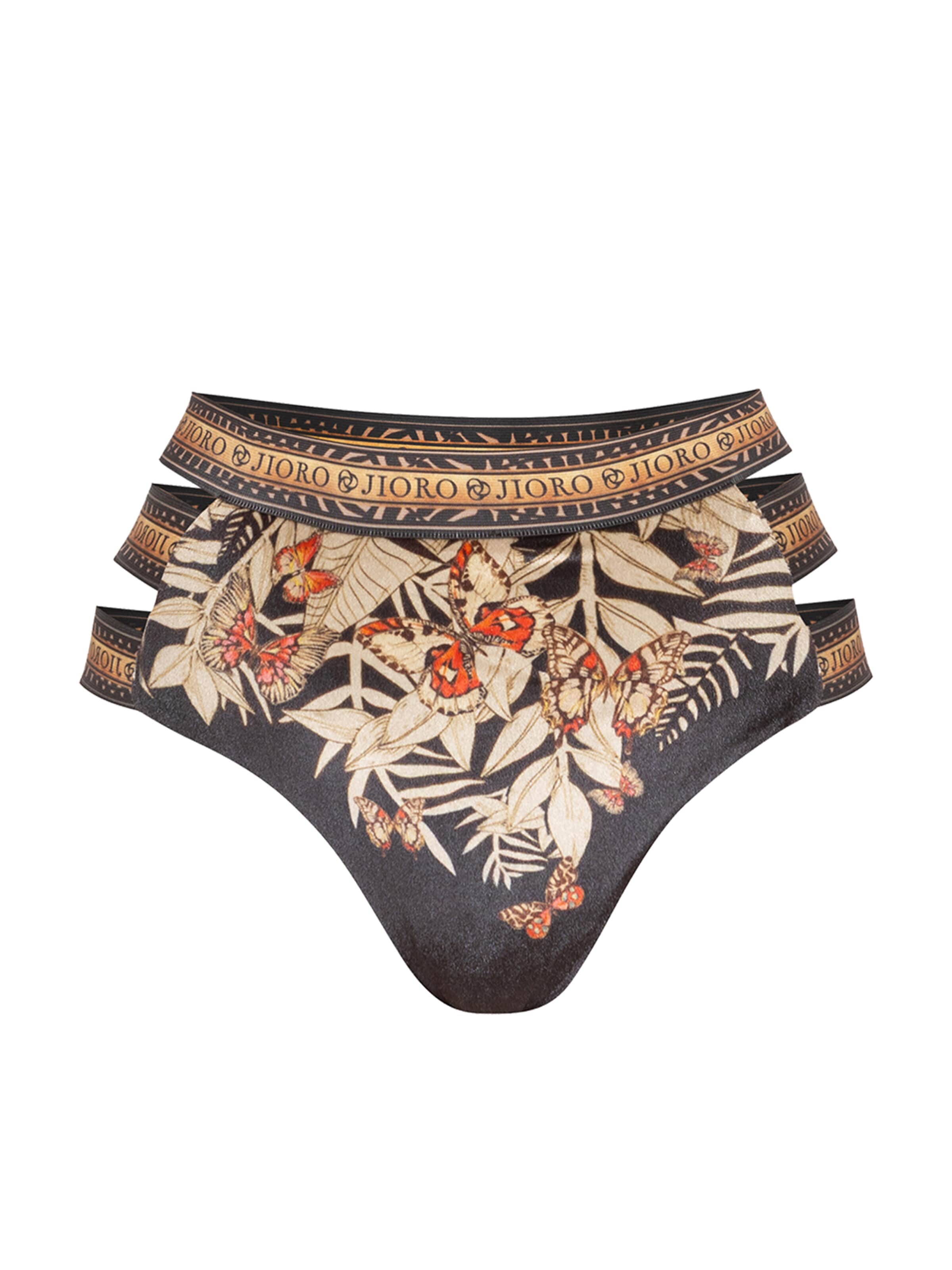 JIORO Bikinibroek 'MIDNIGHT BUTTERFLIES' in Zwart