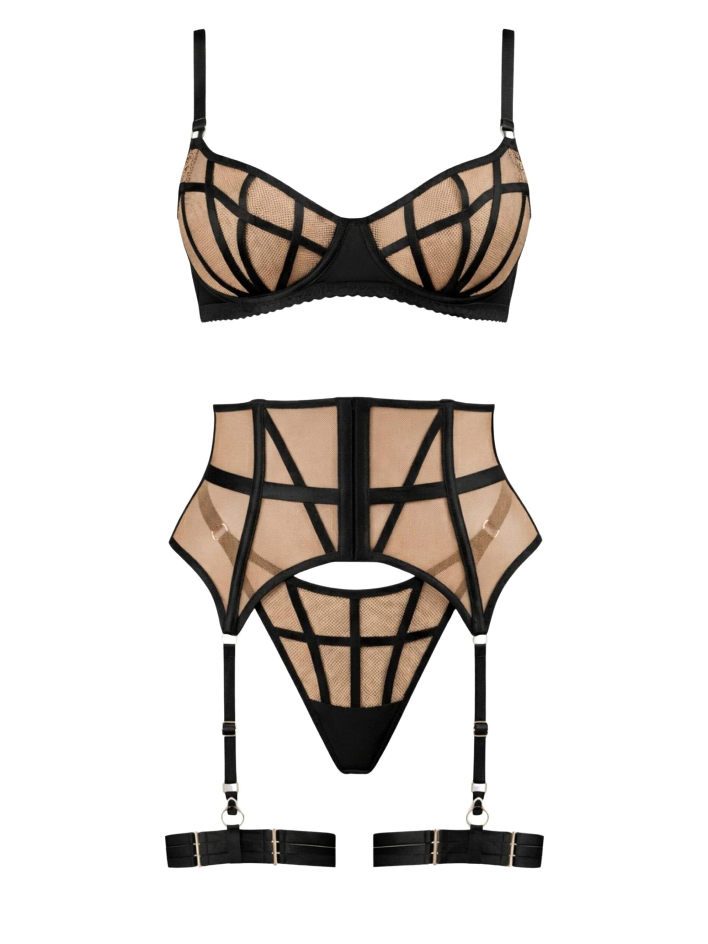 Orchibelle Balconette Wäsche-Sets 'Berenice' in Schwarz: Vorderseite