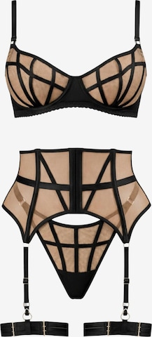 Orchibelle Balconette Underwear Sets 'Berenice' in Black: front