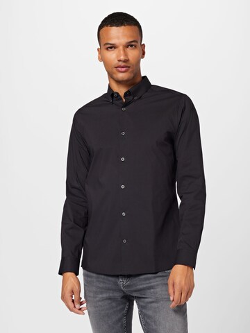 BURTON MENSWEAR LONDON Slim fit Business shirt in Black: front