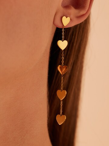 Lucardi Oorbellen 'Herz' in Goud: voorkant
