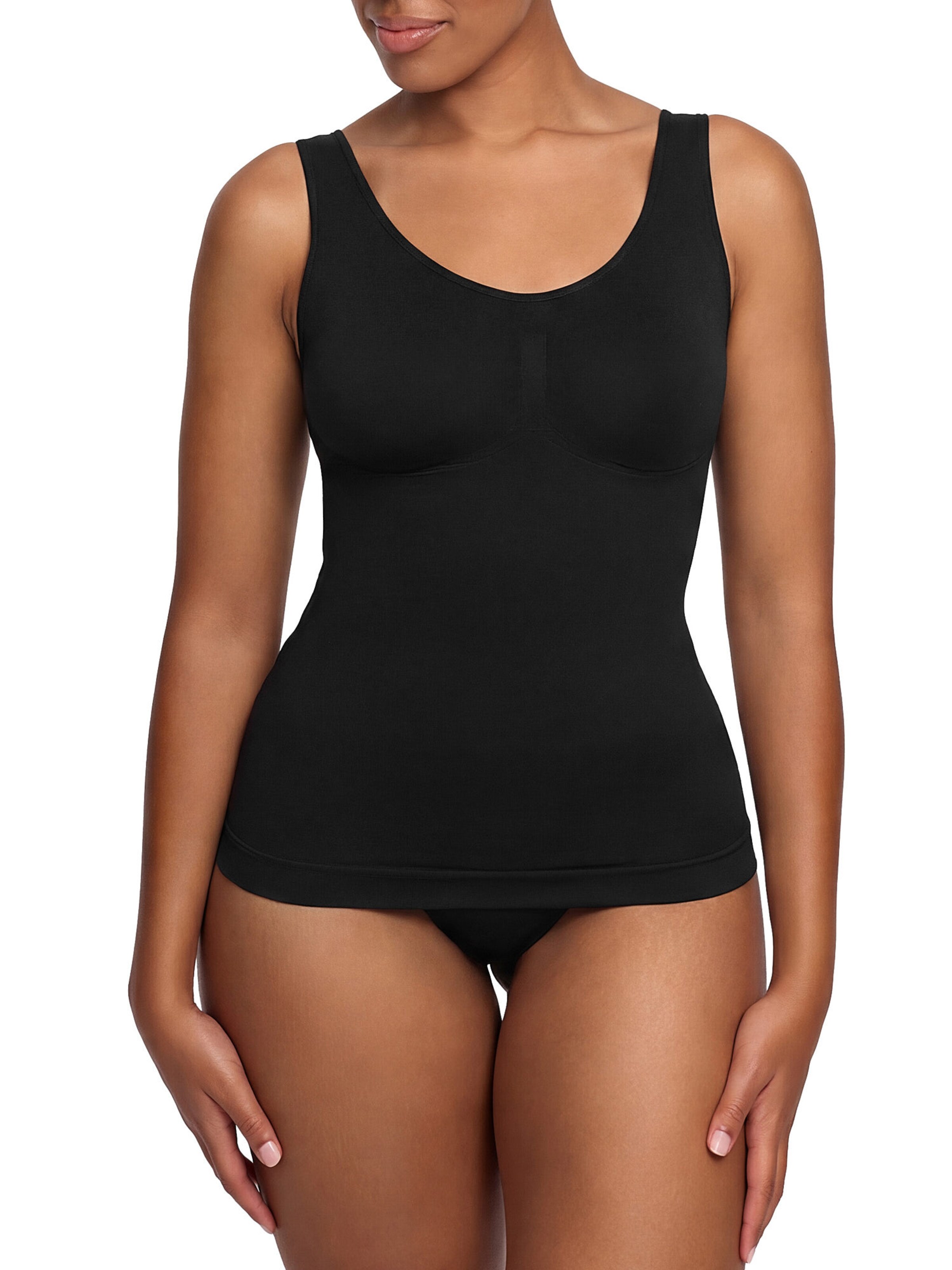 cfab by creamy fabrics Shapingtop 'Figurformendes Shapewear Tanktop' in Zwart: voorkant