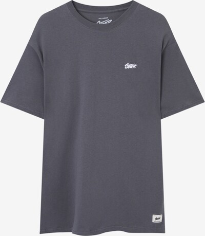 Pull&Bear T-Shirt in dunkelgrau / weiß, Produktansicht