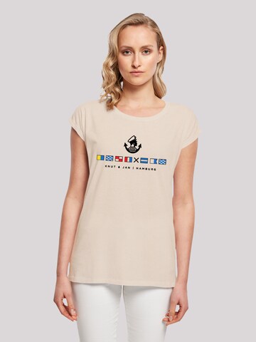 T-shirt 'Seglerfahnen Knut & Jan Hamburg' F4NT4STIC en beige : devant
