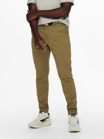 Tapered Pantaloni chino 'CAM' di Only & Sons in verde: frontale