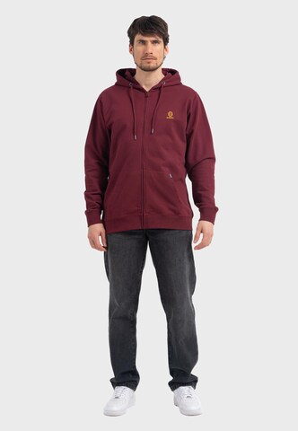 Oldskull Zip-Up Hoodie 'Asian Virtual Logo Graphic' in Red