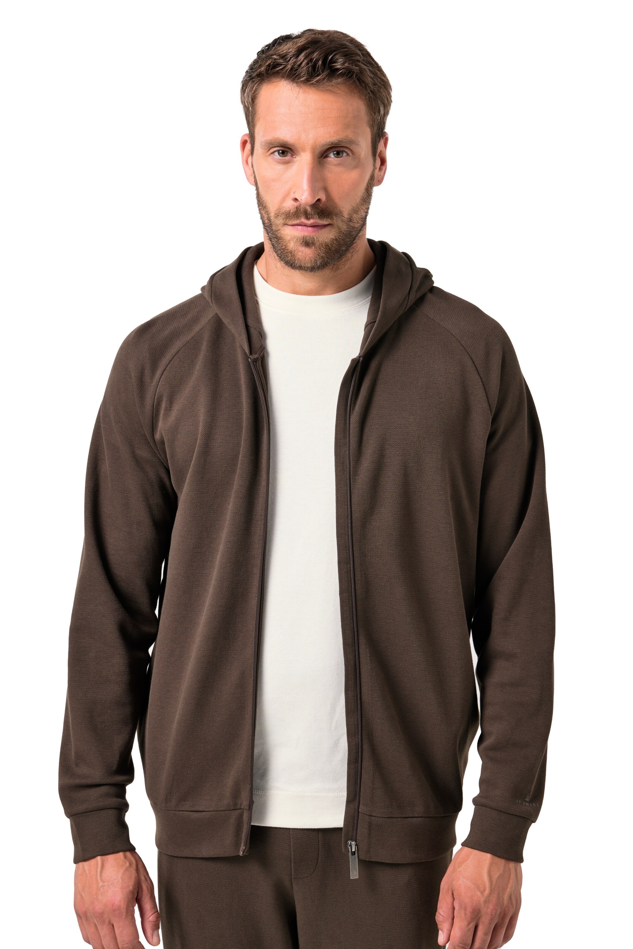 JP1880 Sweatvest in Bruin: voorkant