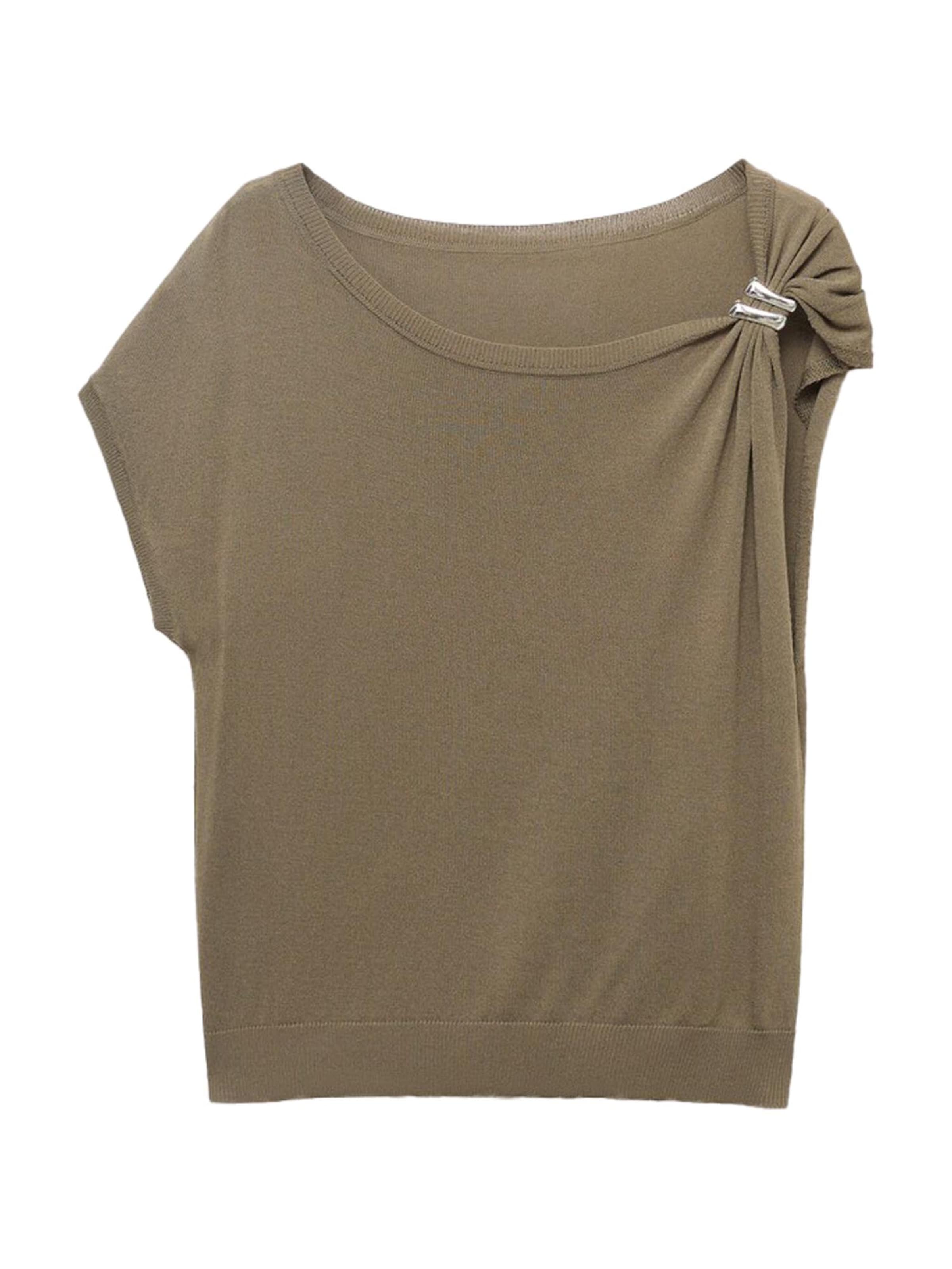 MANGO Плетен топ 'SOPHIA' в кафяво: отпред