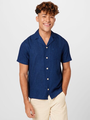 Folk Regular fit Button Up Shirt in Blue: front