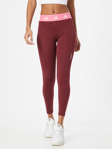 ADIDAS PERFORMANCE Skinny Workout Pants 'Techfit' in Red: front