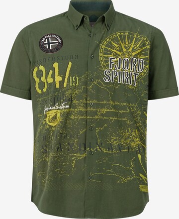 Jan Vanderstorm Comfort fit Button Up Shirt ' Christmar ' in Green: front