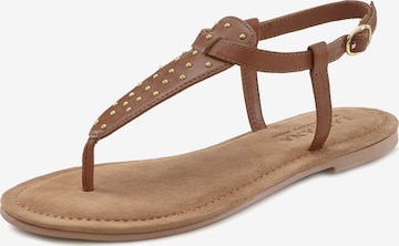 LASCANA T-Bar Sandals in Brown: front