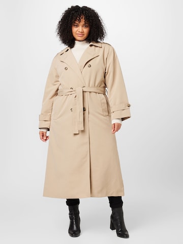 Vero Moda Curve Tussenmantel 'CHLOE' in Beige: voorkant