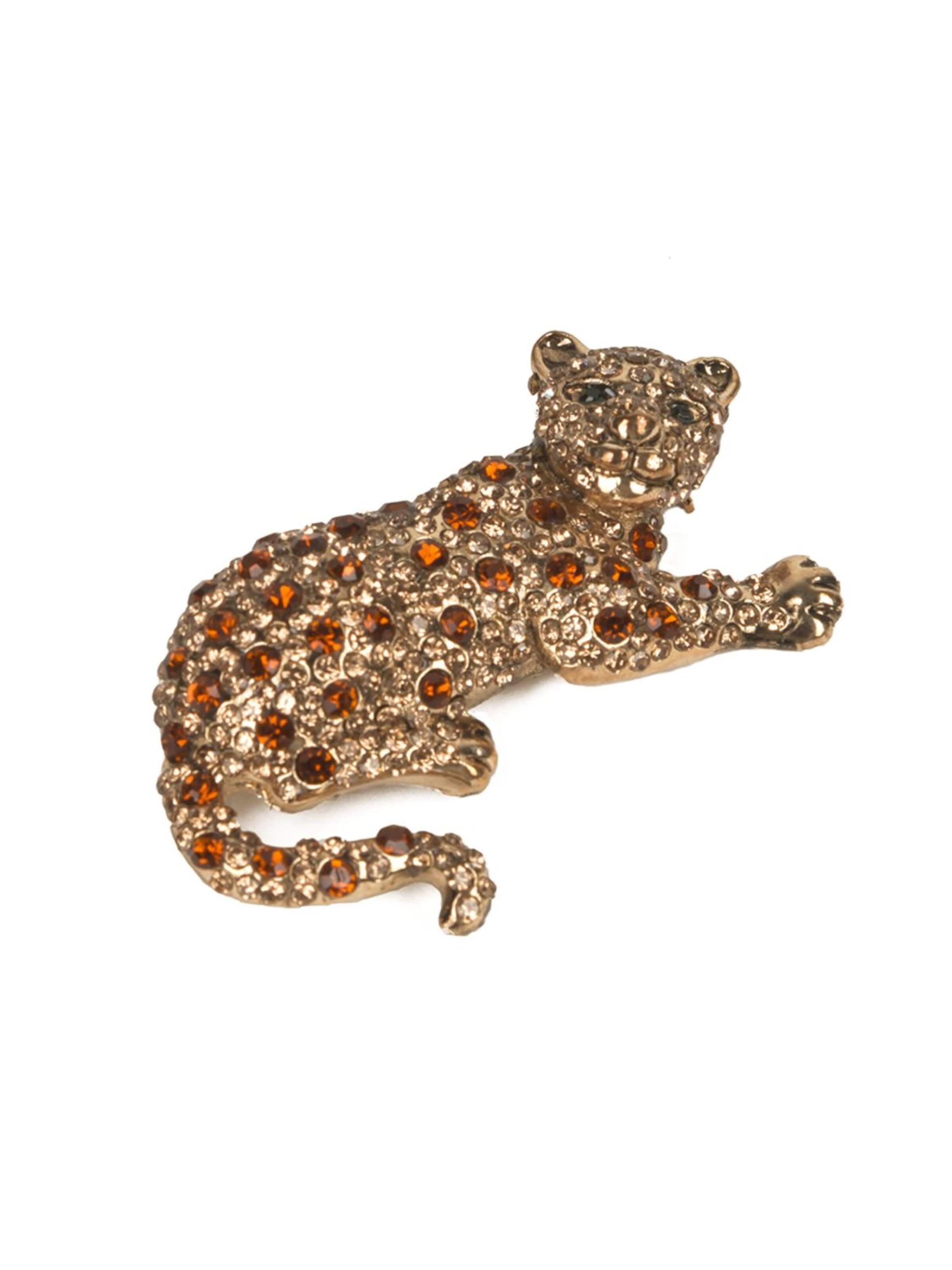 Addicted2 Brooch 'Mabel leopardo spilla con cristalli rossi' in Gold: front