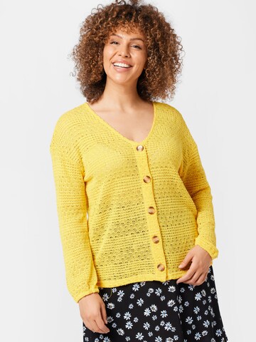 Vero Moda Curve Knit Cardigan 'WHITNEY' in Yellow: front