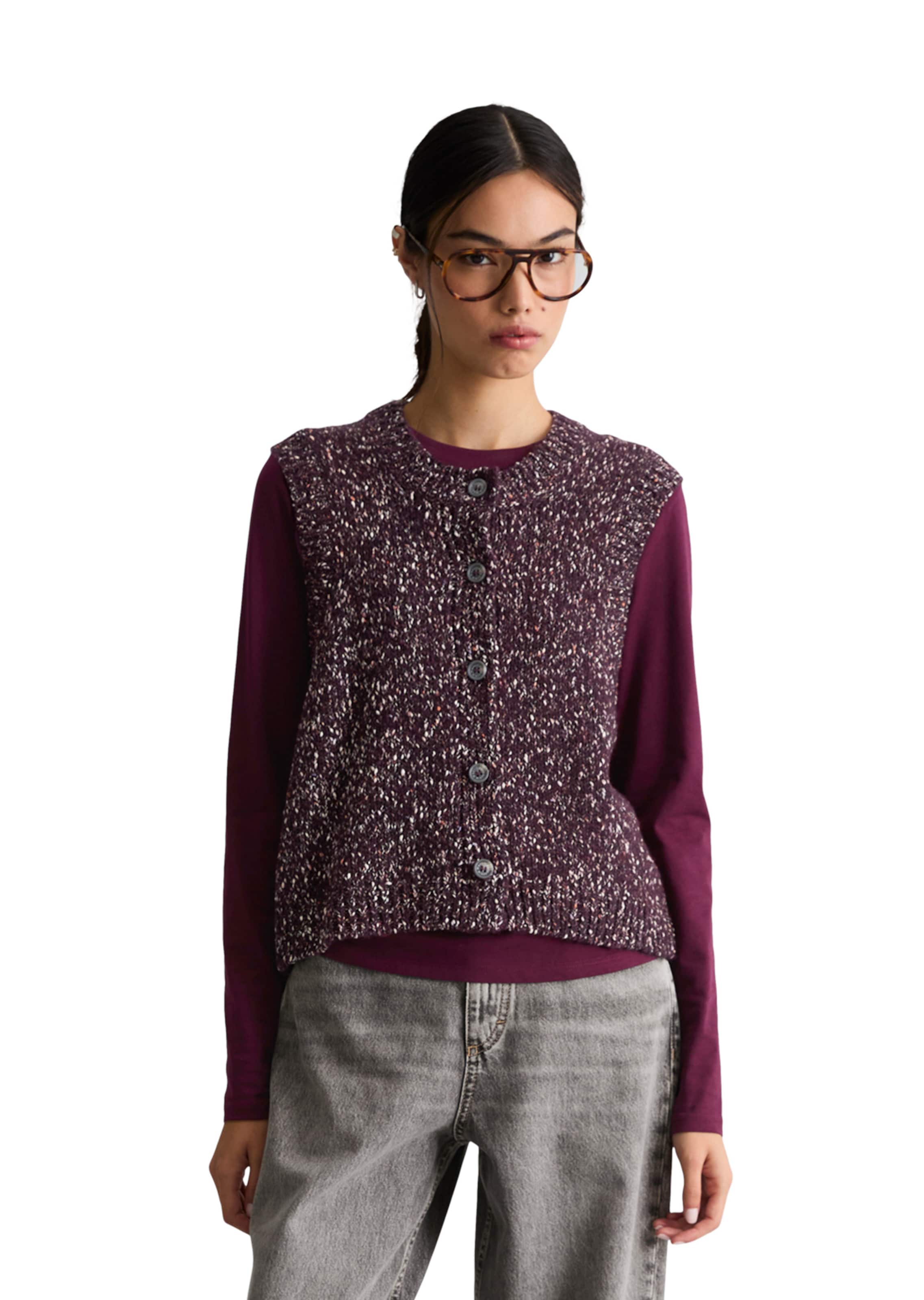 Marc O'Polo DENIM Gebreid vest in Rood: voorkant