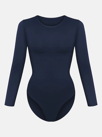 cfab - Body moldeador 'Clean Longsleeve Crewneck Sculpting Bodysuit with Slip' en azul: frente