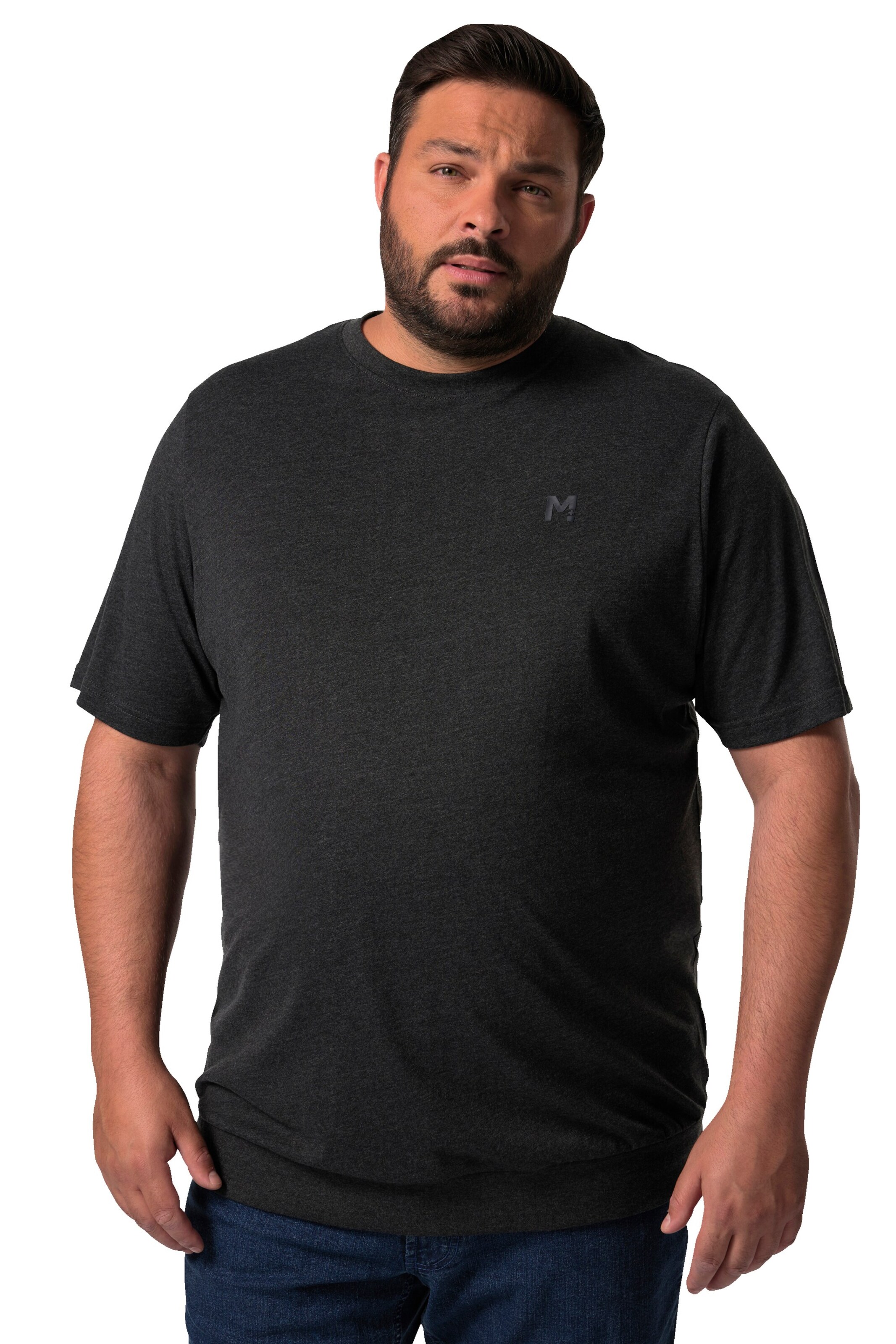 Men Plus Shirt in Black: front